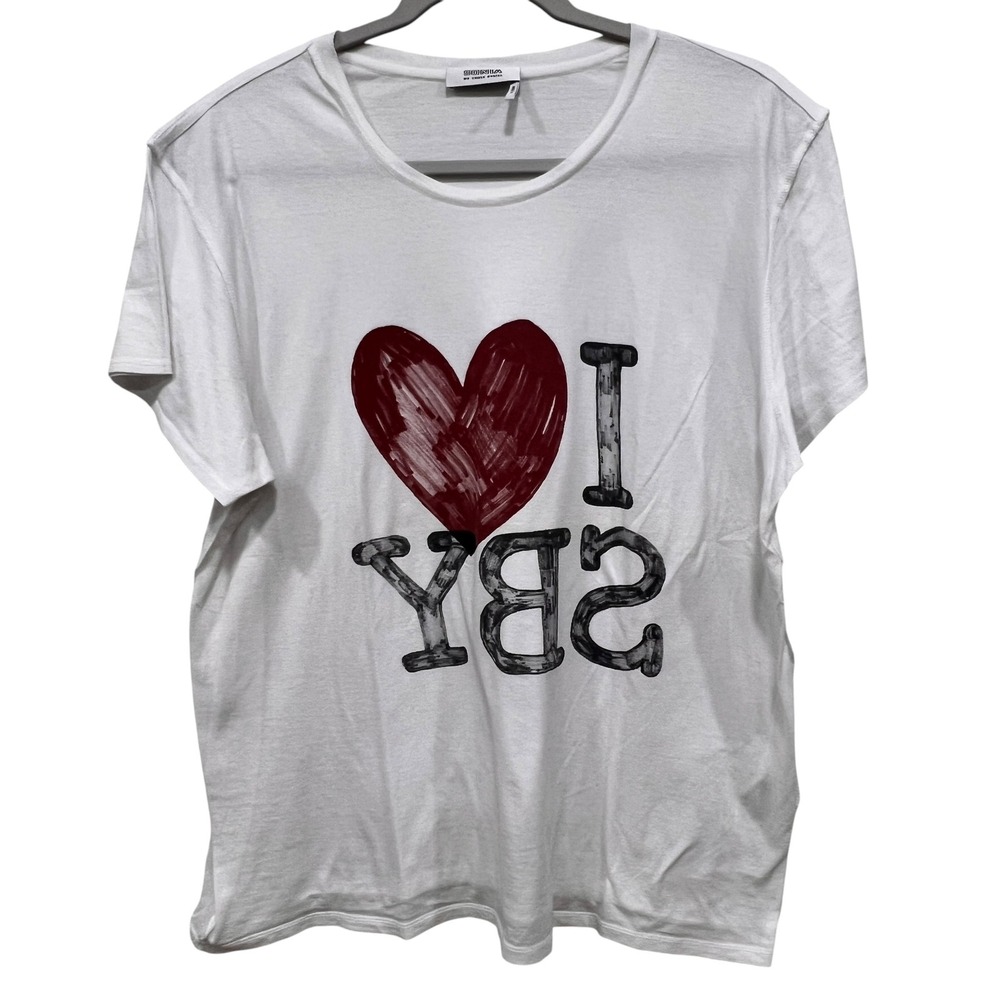 Sonia by Sonia Rykiel White‎ I Heart SBY Graphic T-Shirt Tee Size M New Logo